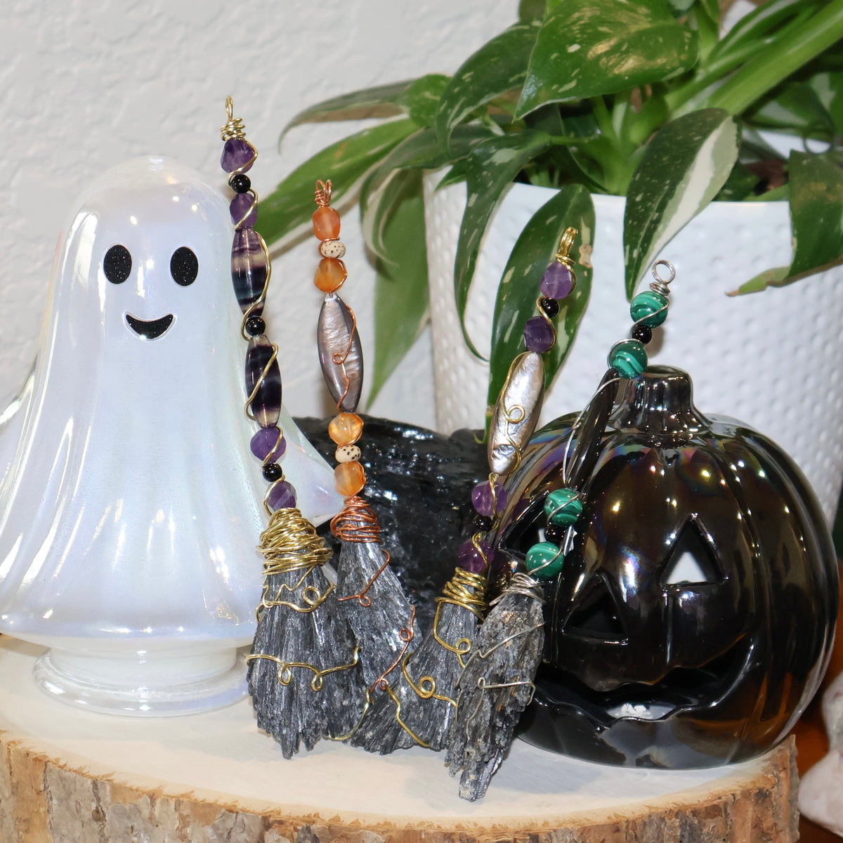Black Kyanite & Gemstone Witch’s Brooms