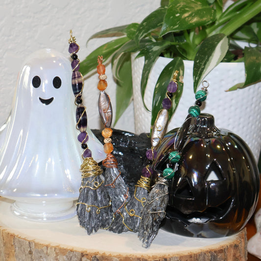 Black Kyanite & Gemstone Witch’s Brooms