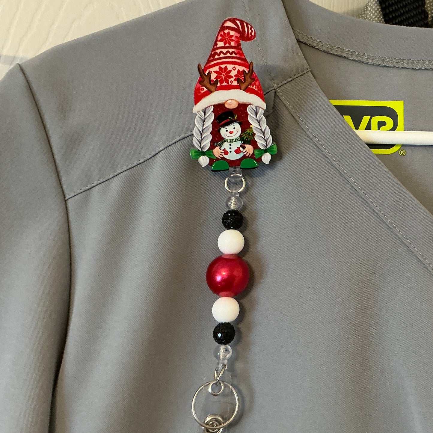 Holiday Gnome w/Snowman Badge Reel - 10C