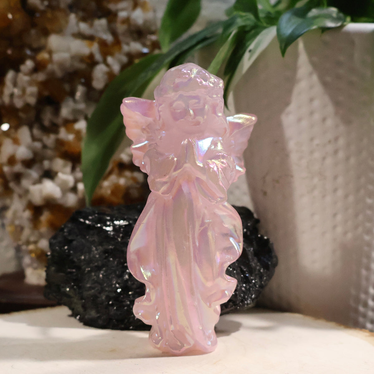 Angel - Aura coated Rose Quartz