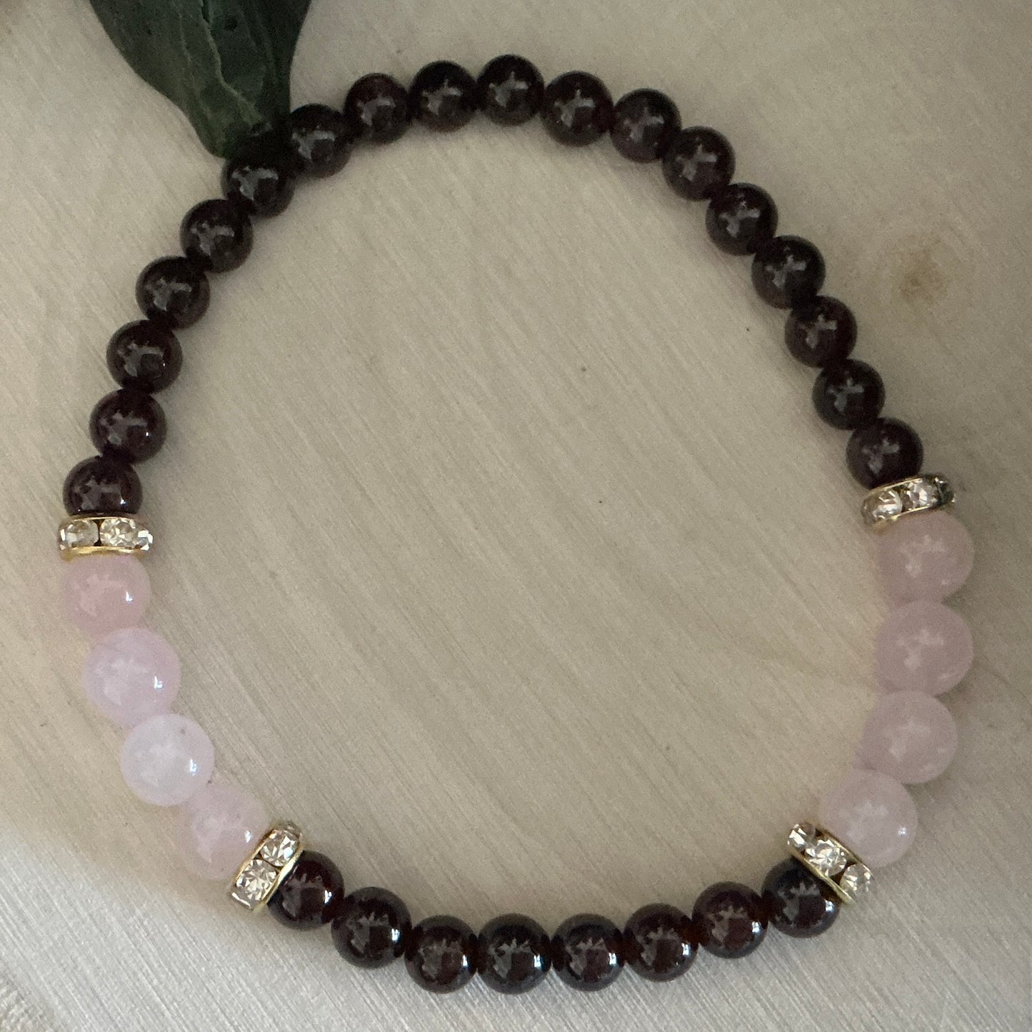 Garnet and Rose Quartz Bracelet