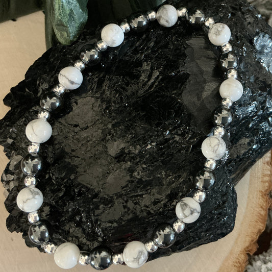 Hematite and Howlite Bracelet