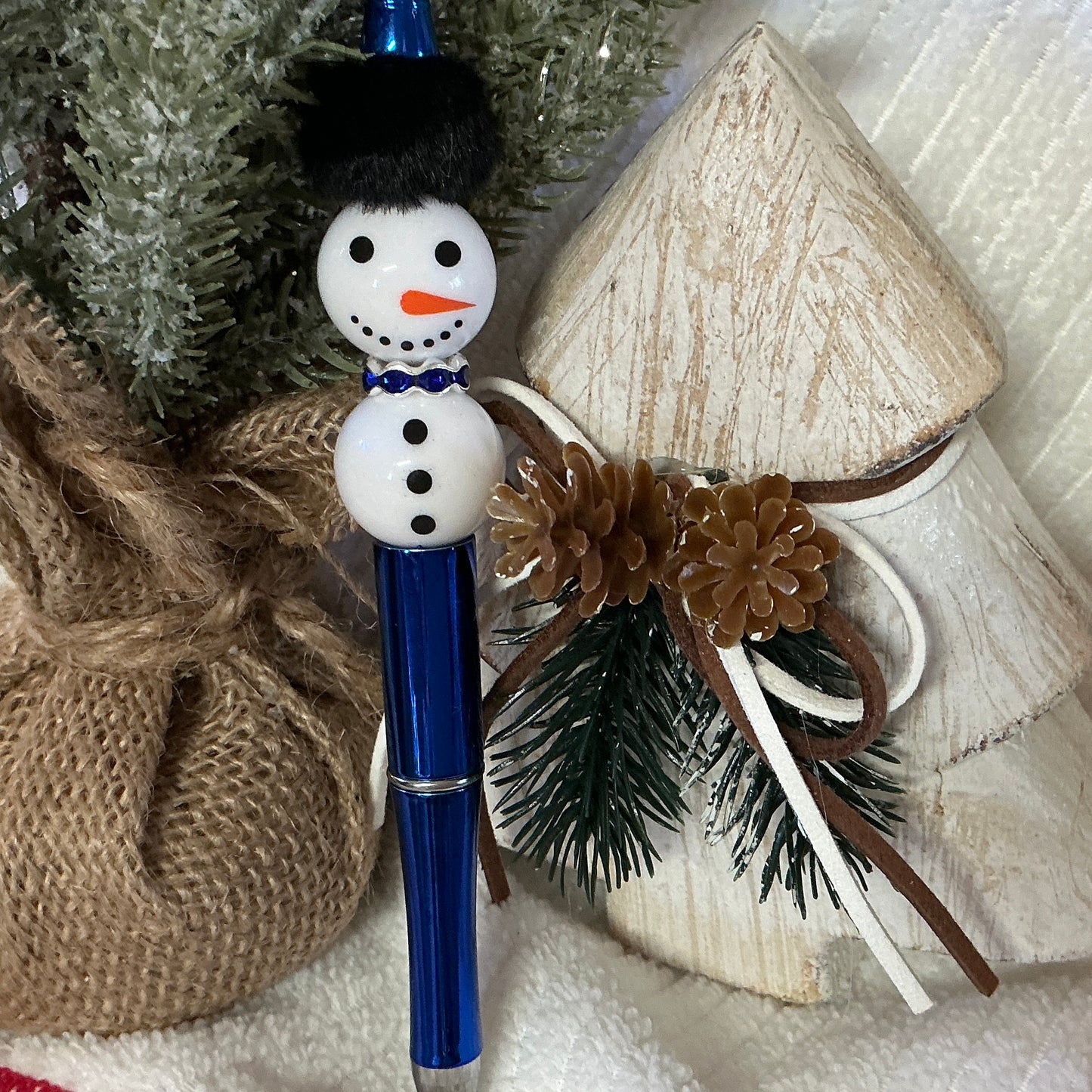 Pen w/Snowman Beads