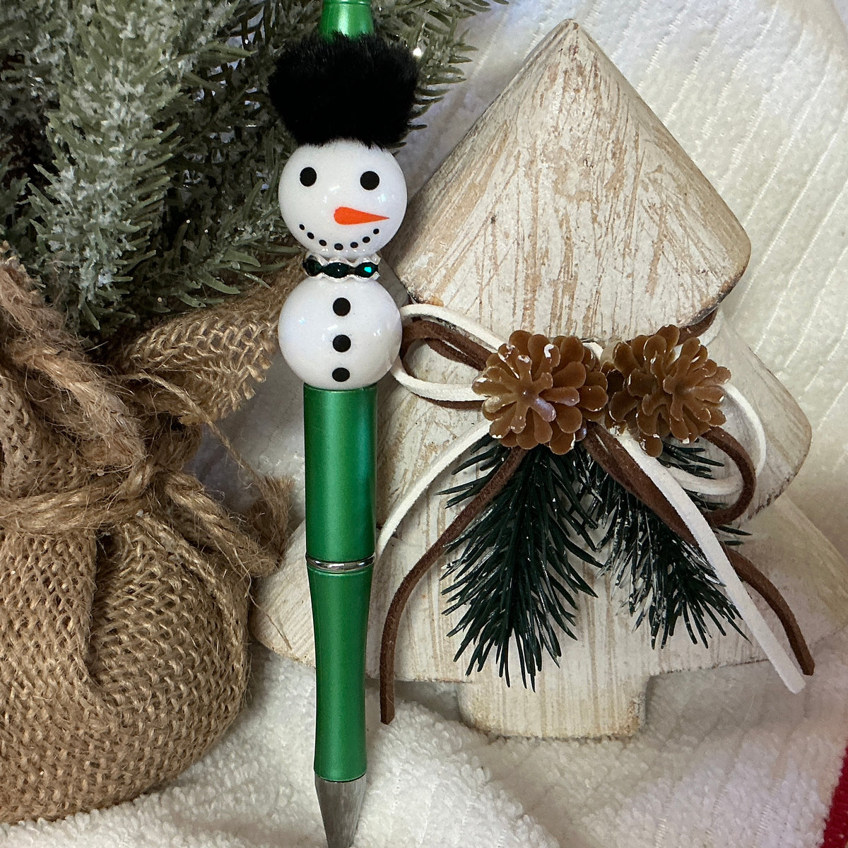 Pen w/Snowman Beads