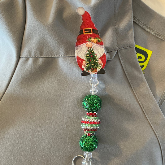 Holiday Gnome w/Tree Badge Reel - 10A