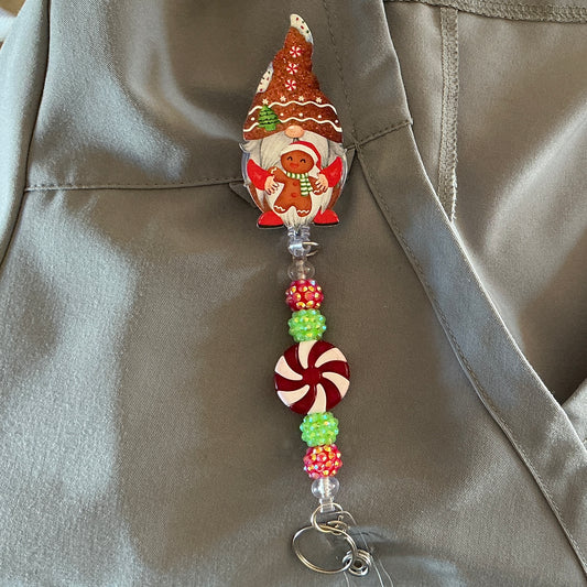 Holiday Gnome w/Gingerbread Cookie Badge Reel