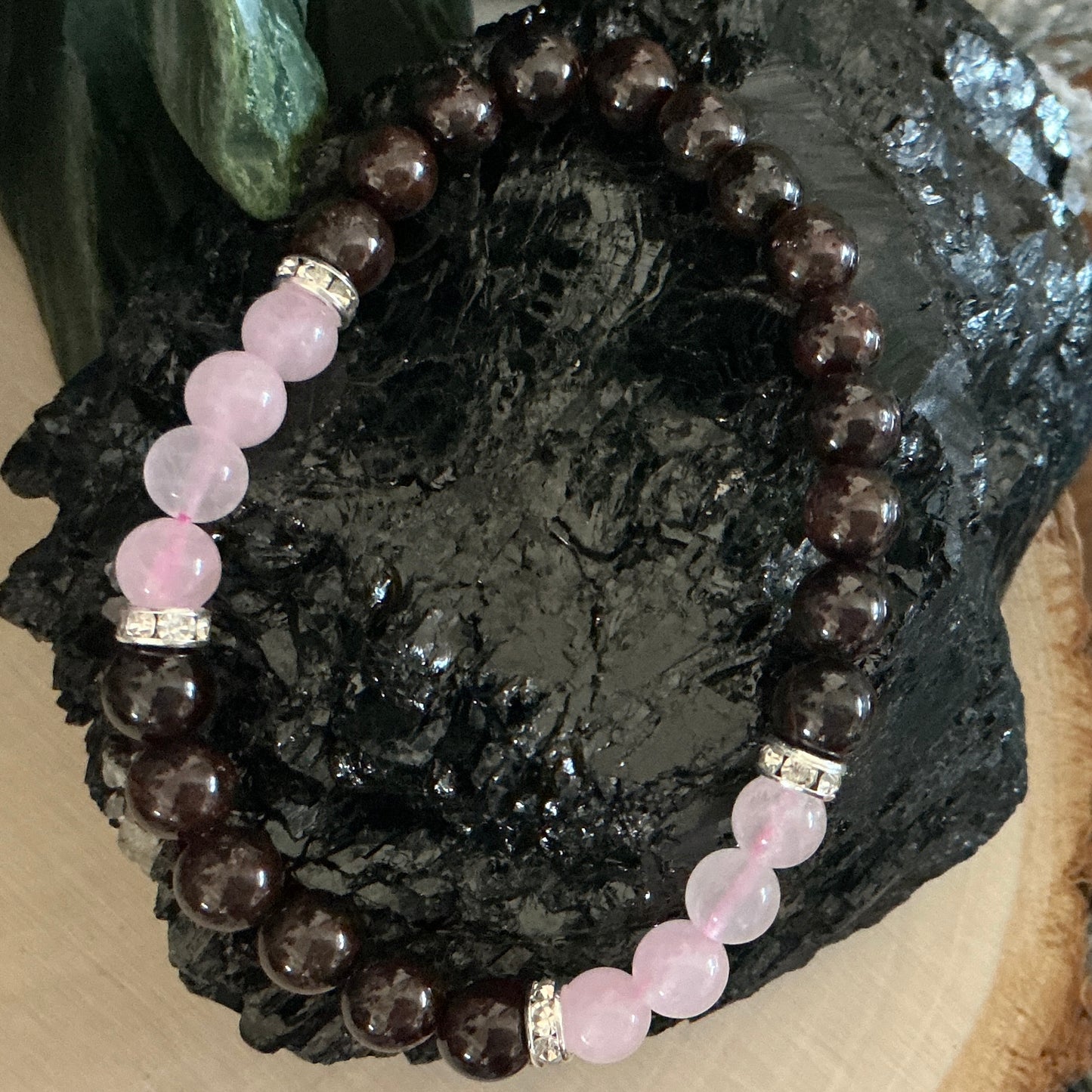 Garnet and Rose Quartz Bracelet