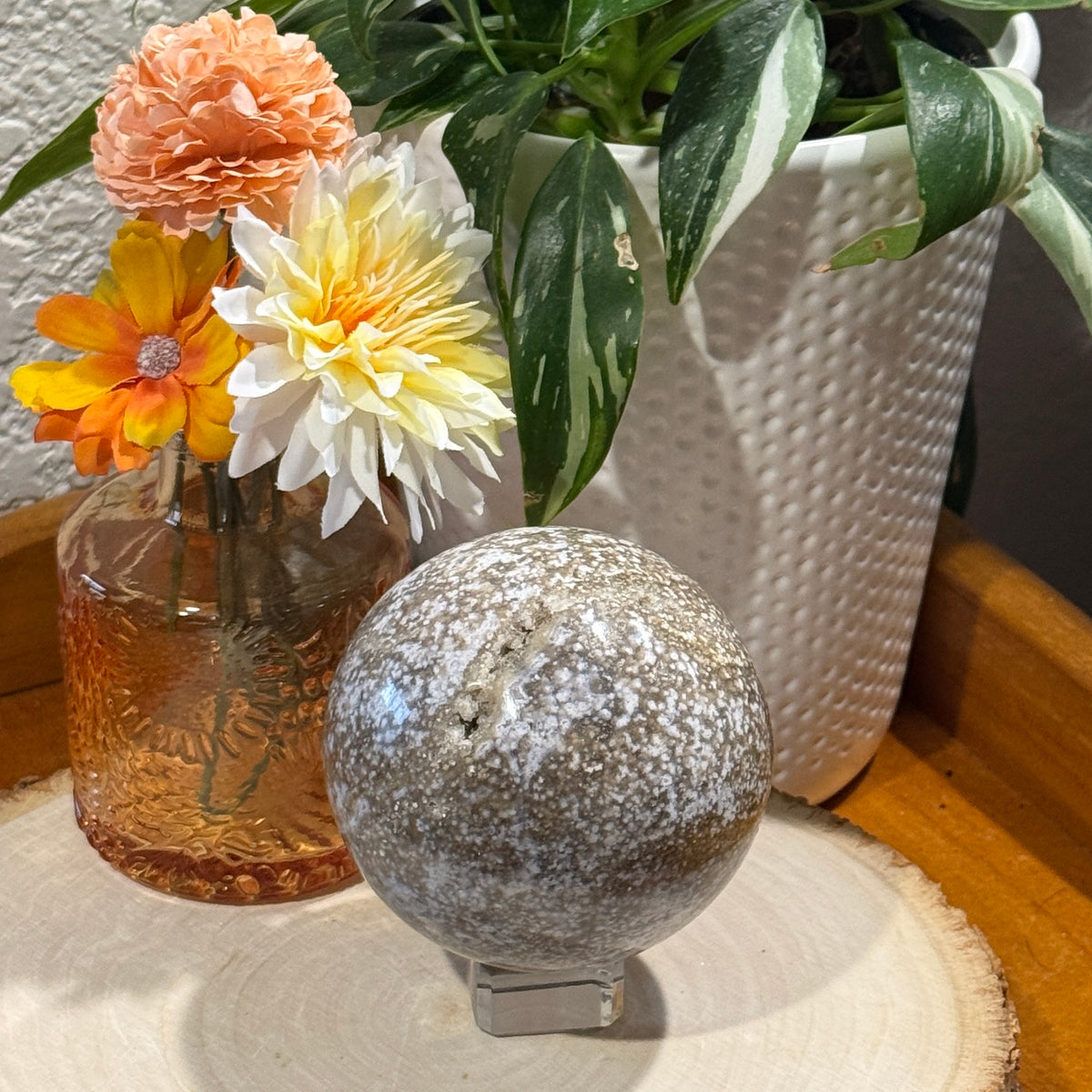 Ocean Jasper Sphere w/Druzy