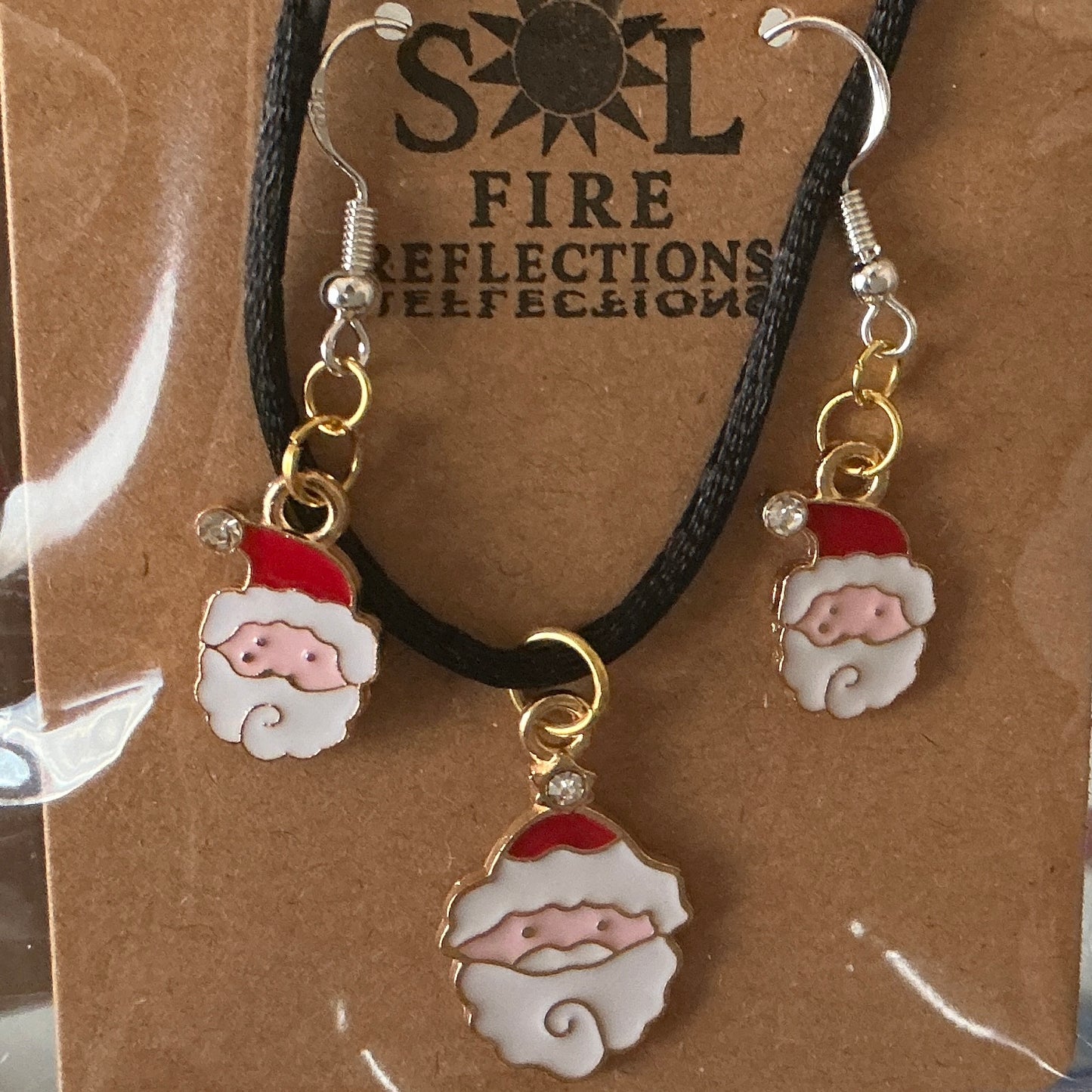 Holiday Necklace/Earring set Santa