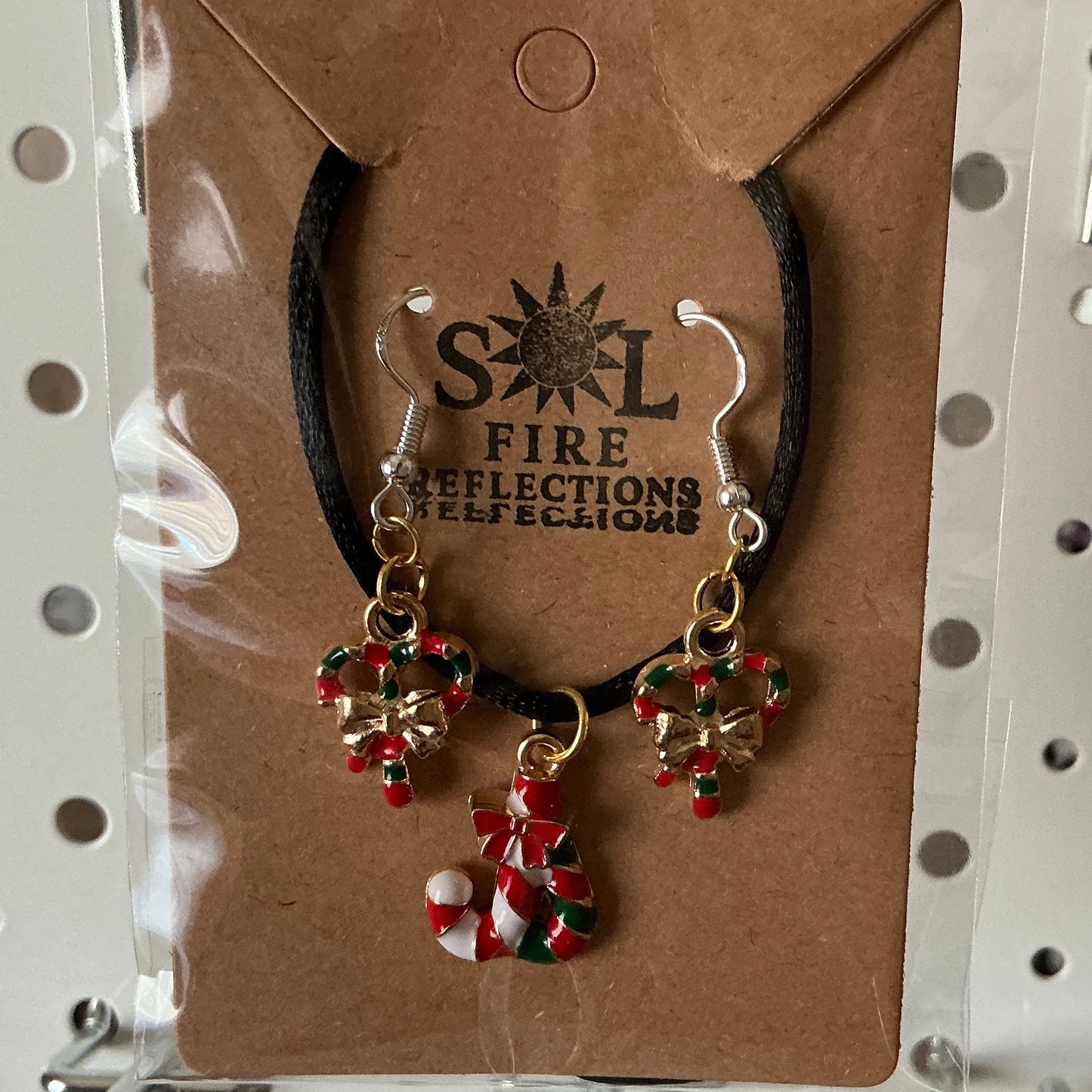 Holiday Necklace/Earring set Candy Canes