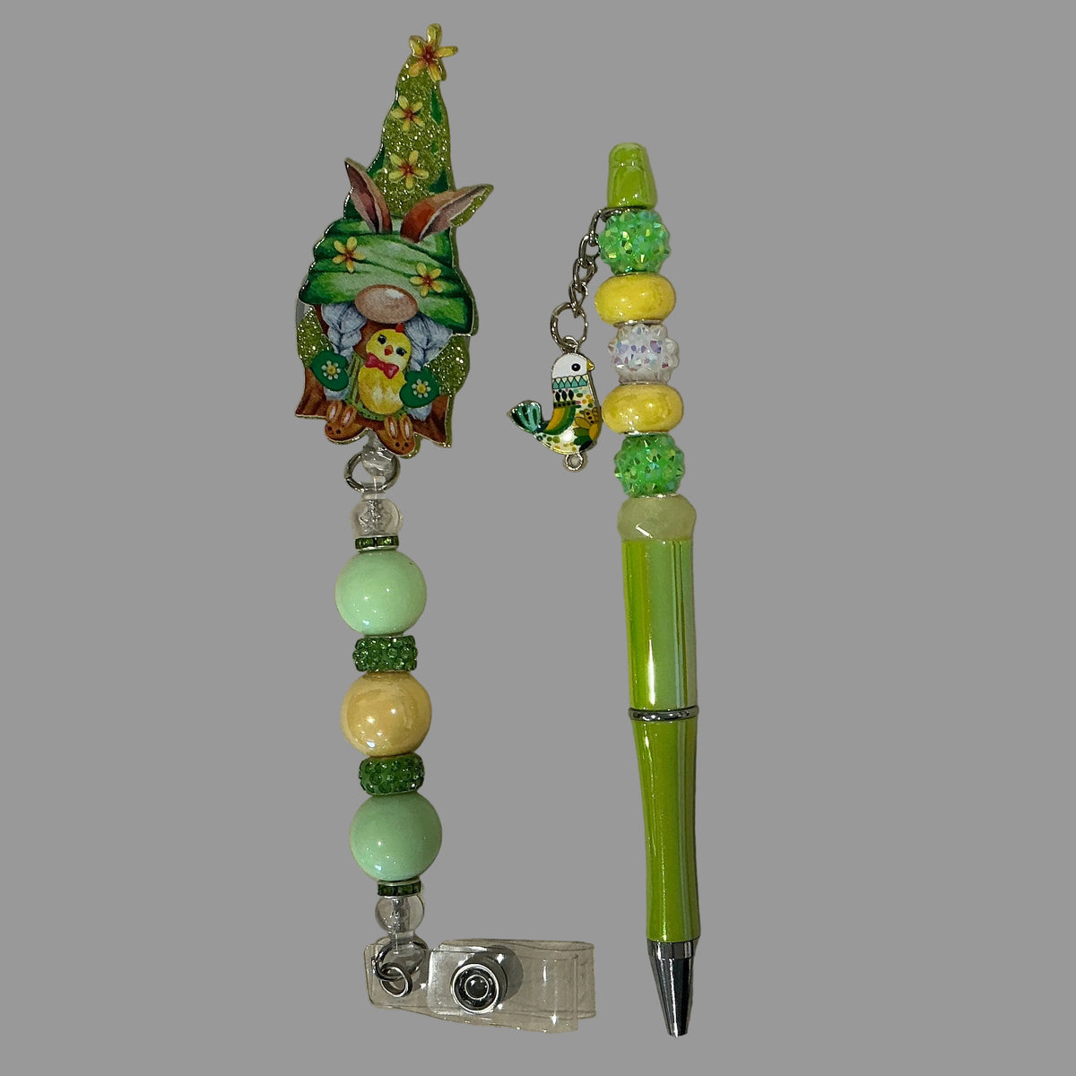 Badge Reel & Pen Combination - Easter Gnome