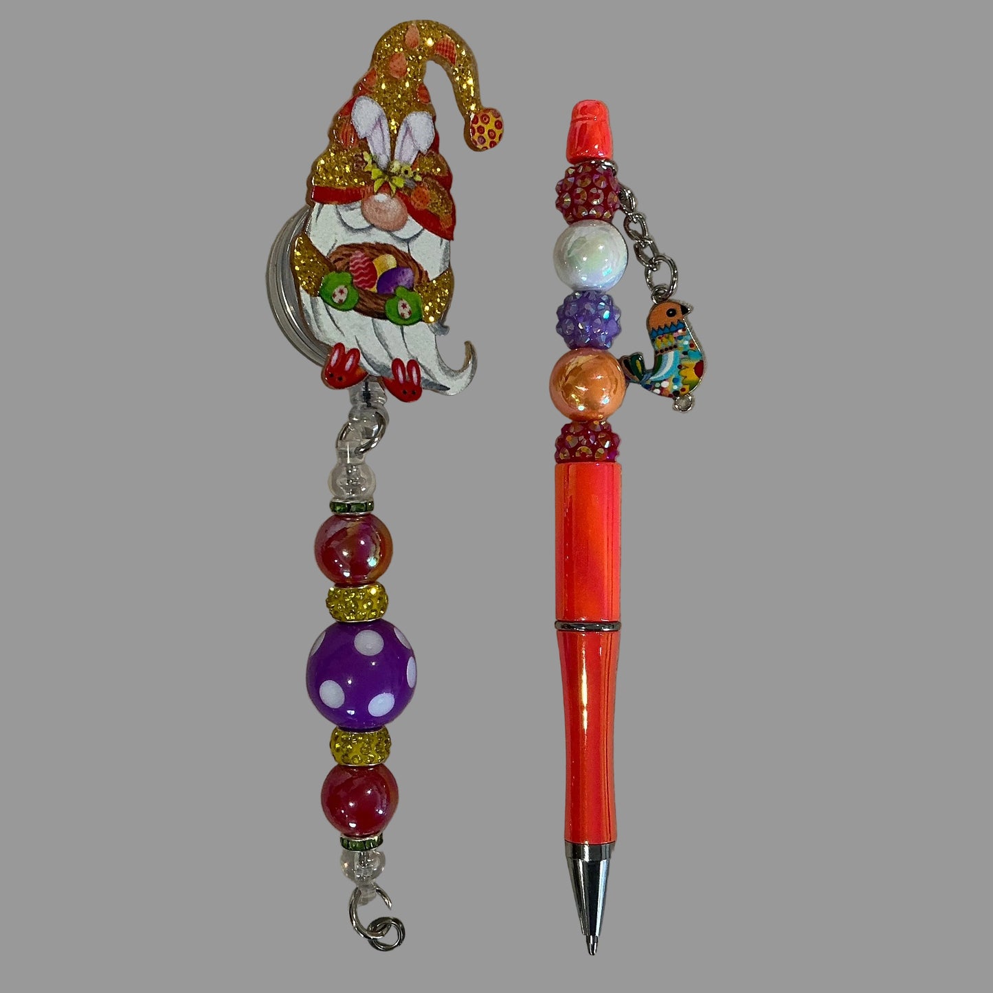 Badge Reel & Pen Combination - Easter Gnome