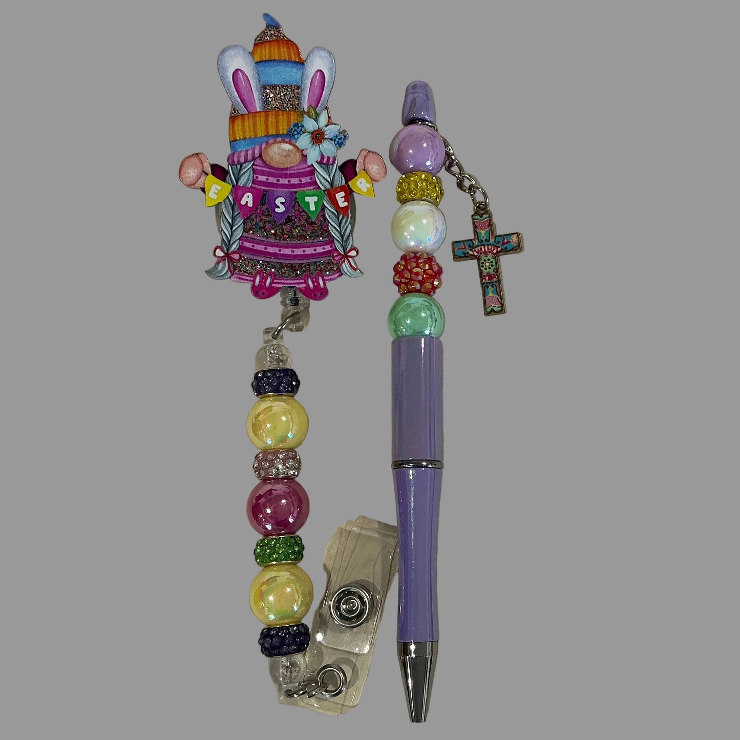 Badge Reel & Pen Combination - Easter Gnome