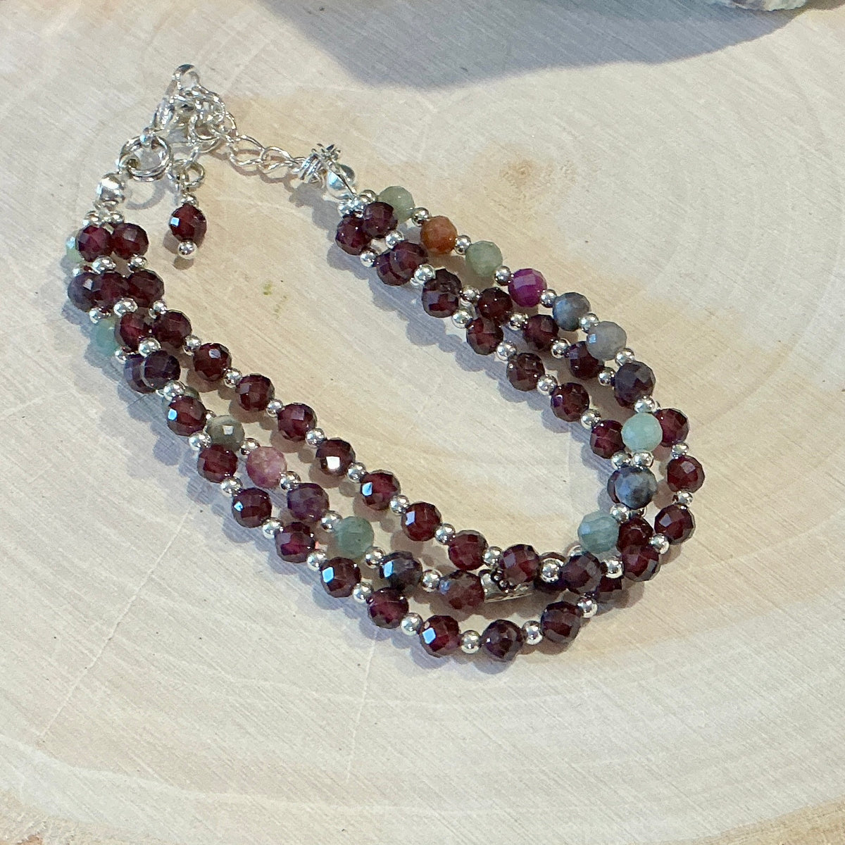 Bracelet - 4mm Faceted Garnet & Ruby Bracelet