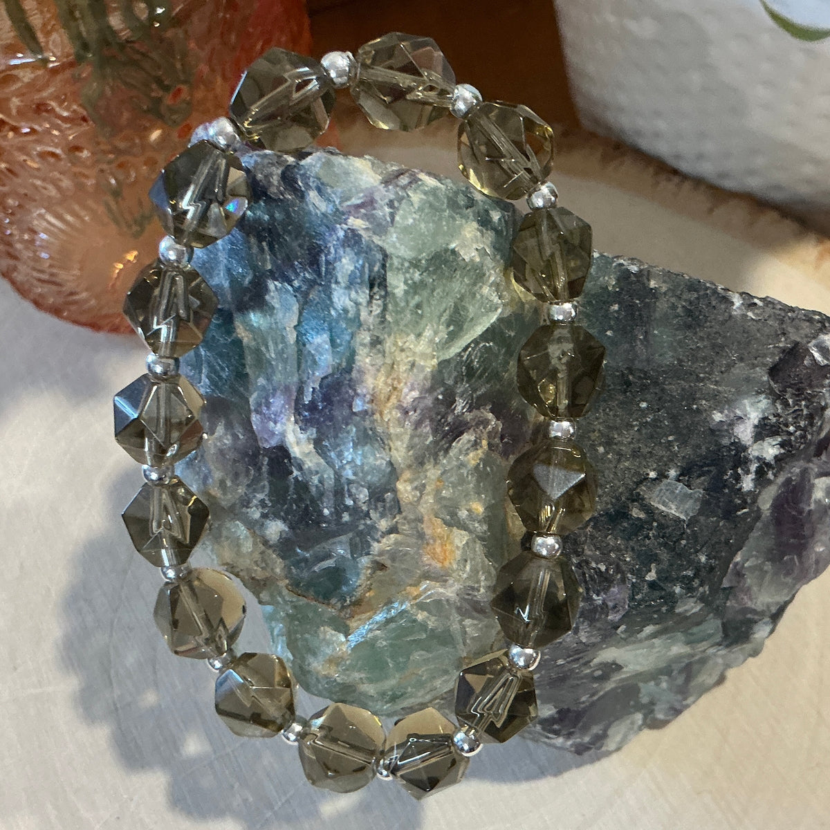 Smoky Quartz Bracelet - 10mm Faceted