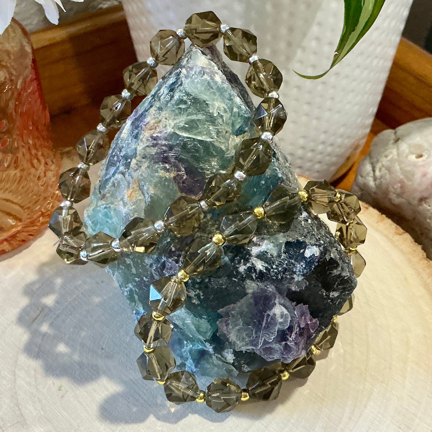 Smoky Quartz Bracelet - 10mm Faceted