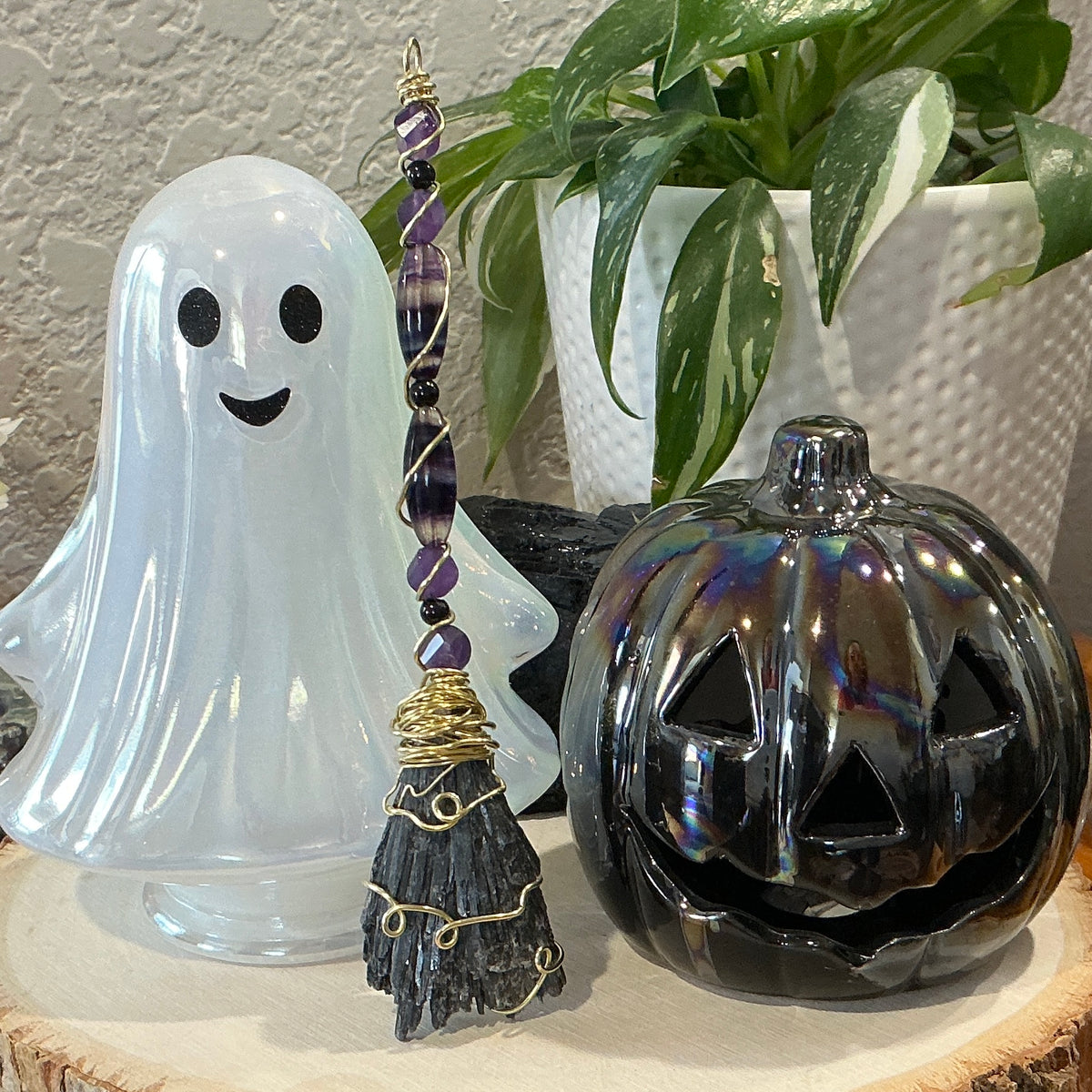 Black Kyanite & Gemstone Witch’s Brooms