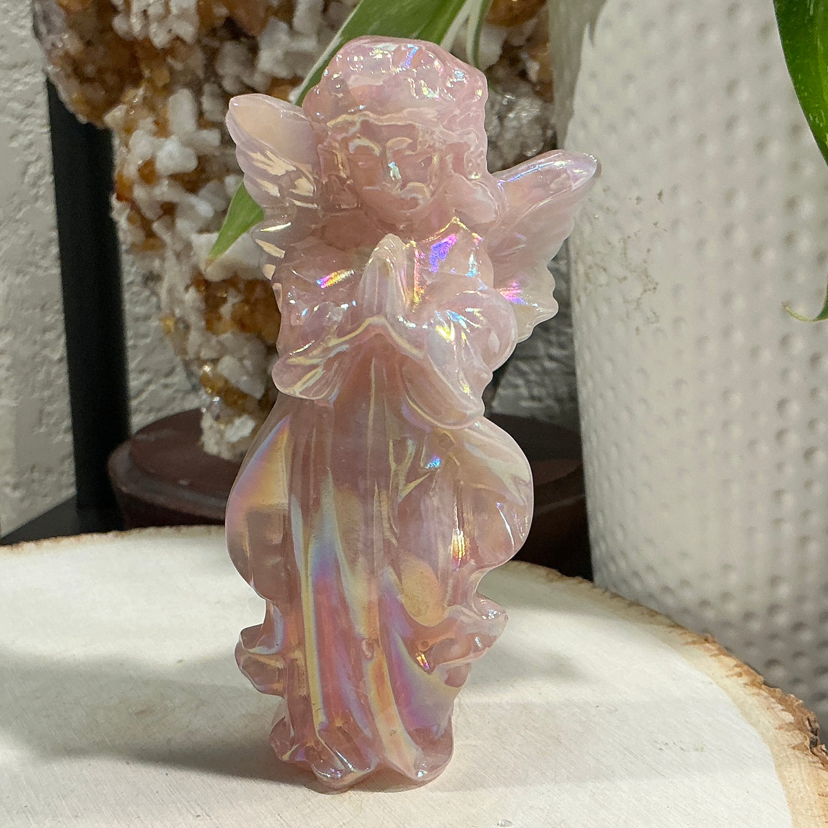 Angel - Aura coated Rose Quartz