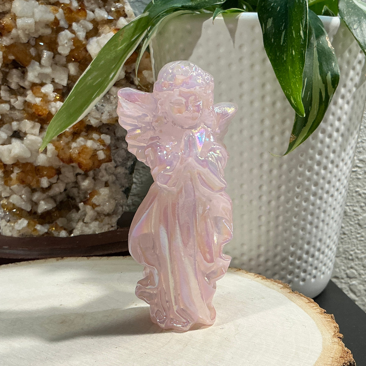 Angel - Aura coated Rose Quartz