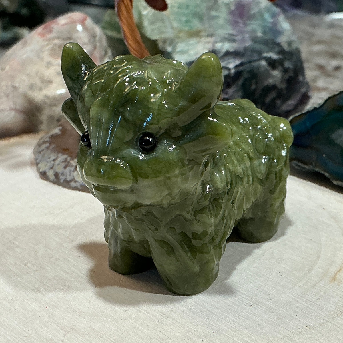 Highland Cow Crystal Carving