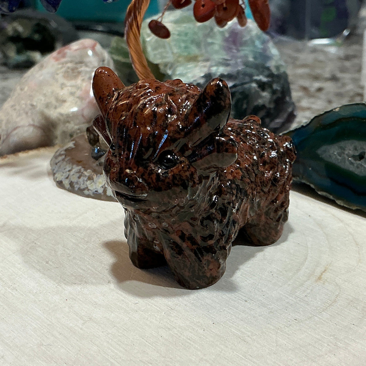 Highland Cow Crystal Carving