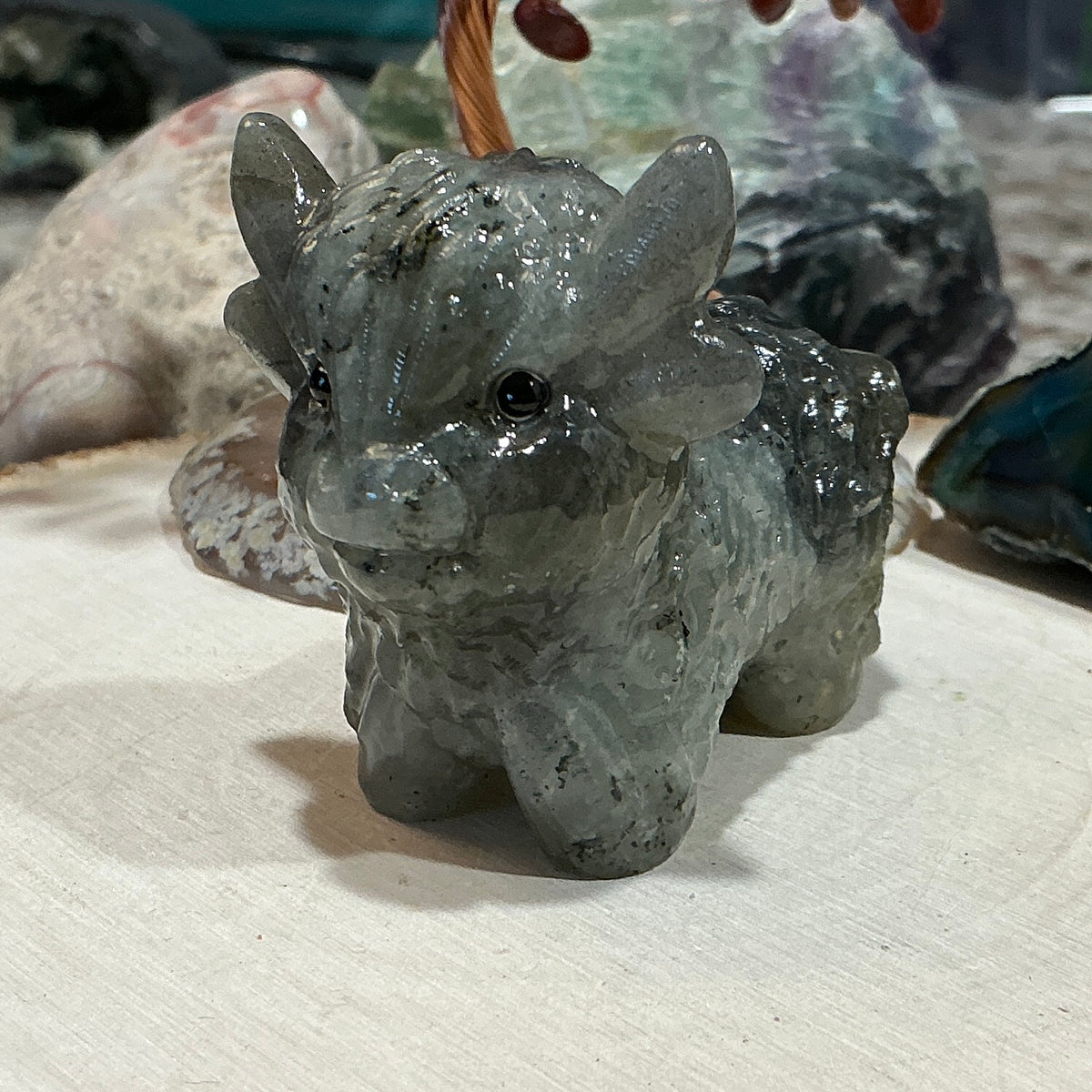 Highland Cow Crystal Carving