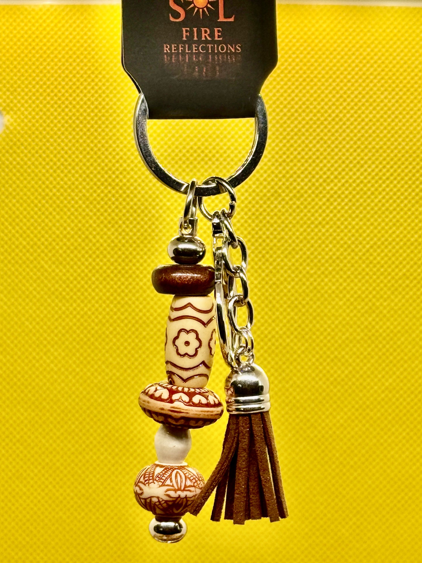 Key Chain with Tassle and Glass Beads