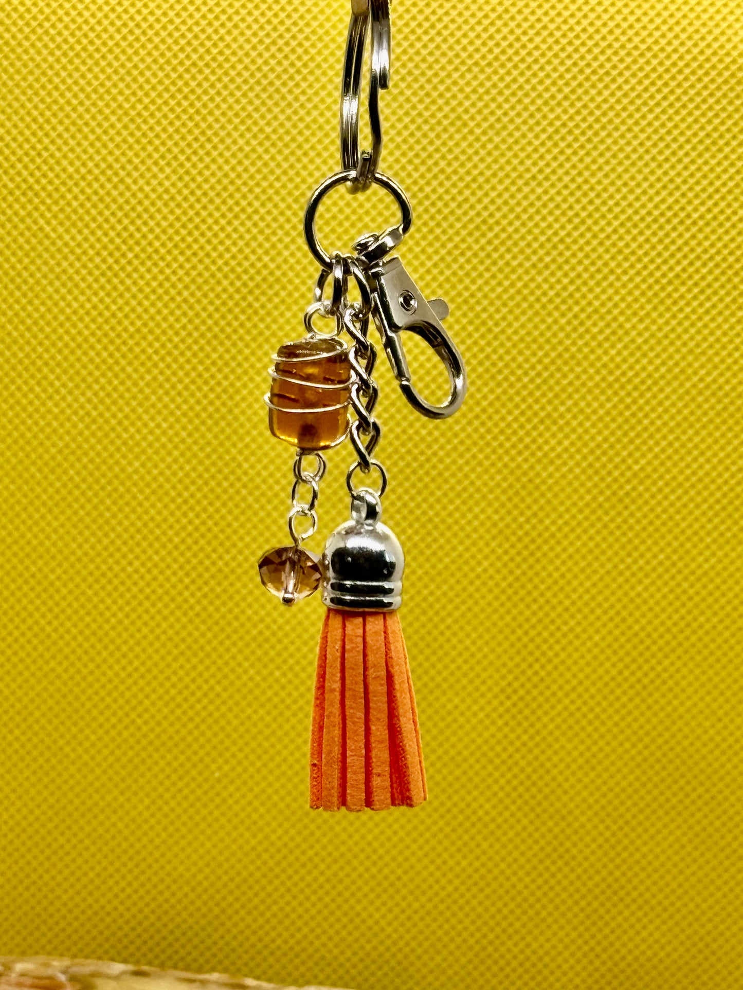 Key Chain with Tassle and Glass Beads