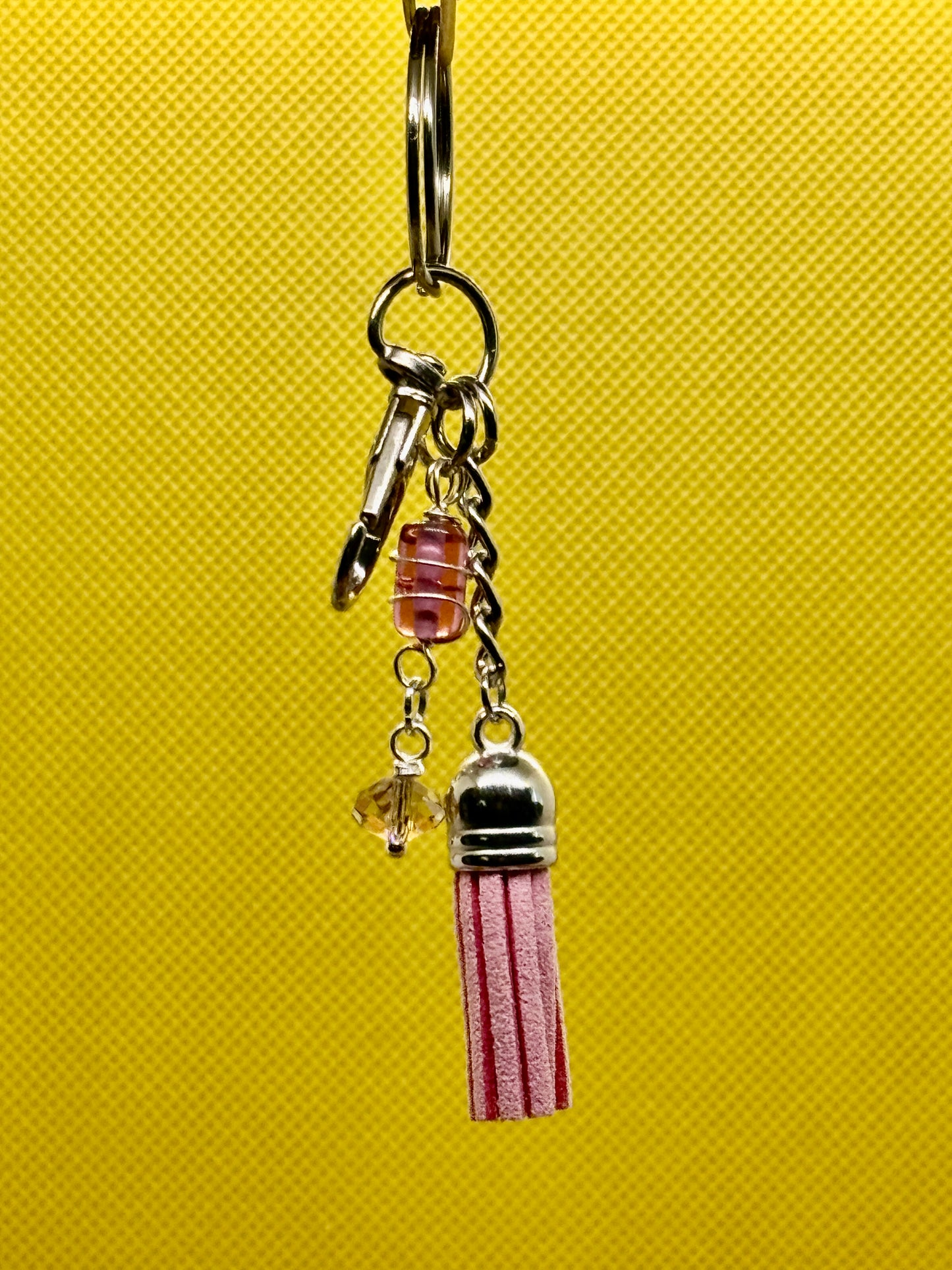 Key Chain with Tassle and Glass Beads