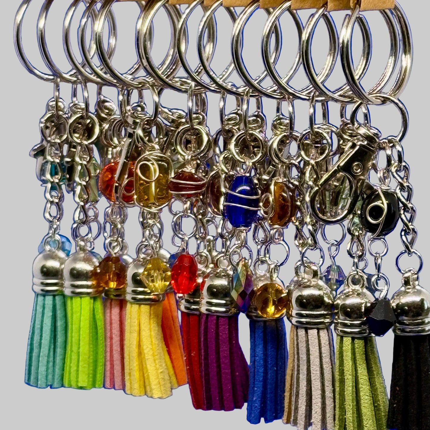 Key Chain with Tassle and Glass Beads