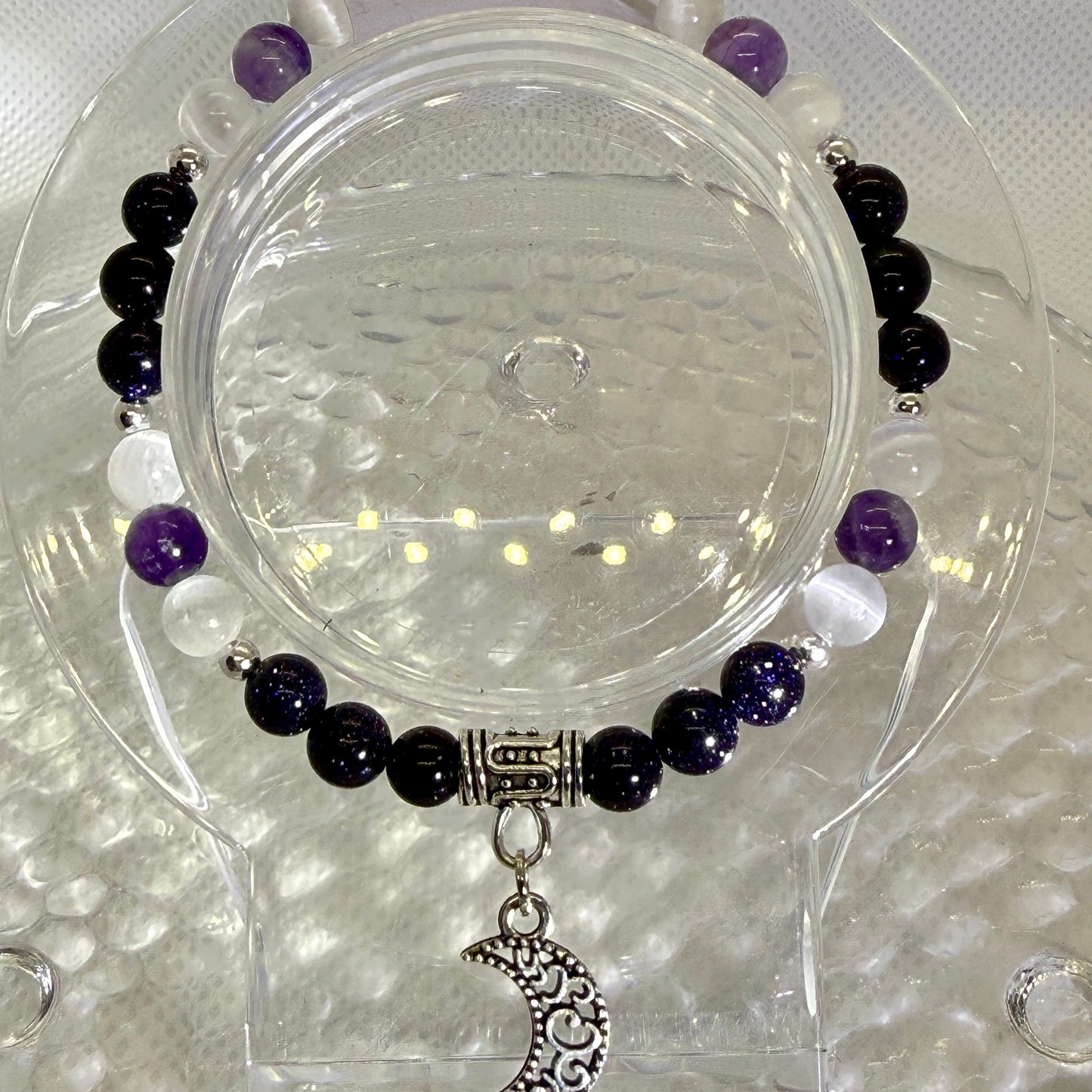 Blue Goldstone & Amethyst Bracelet