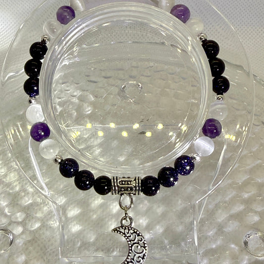 Blue Goldstone & Amethyst Bracelet