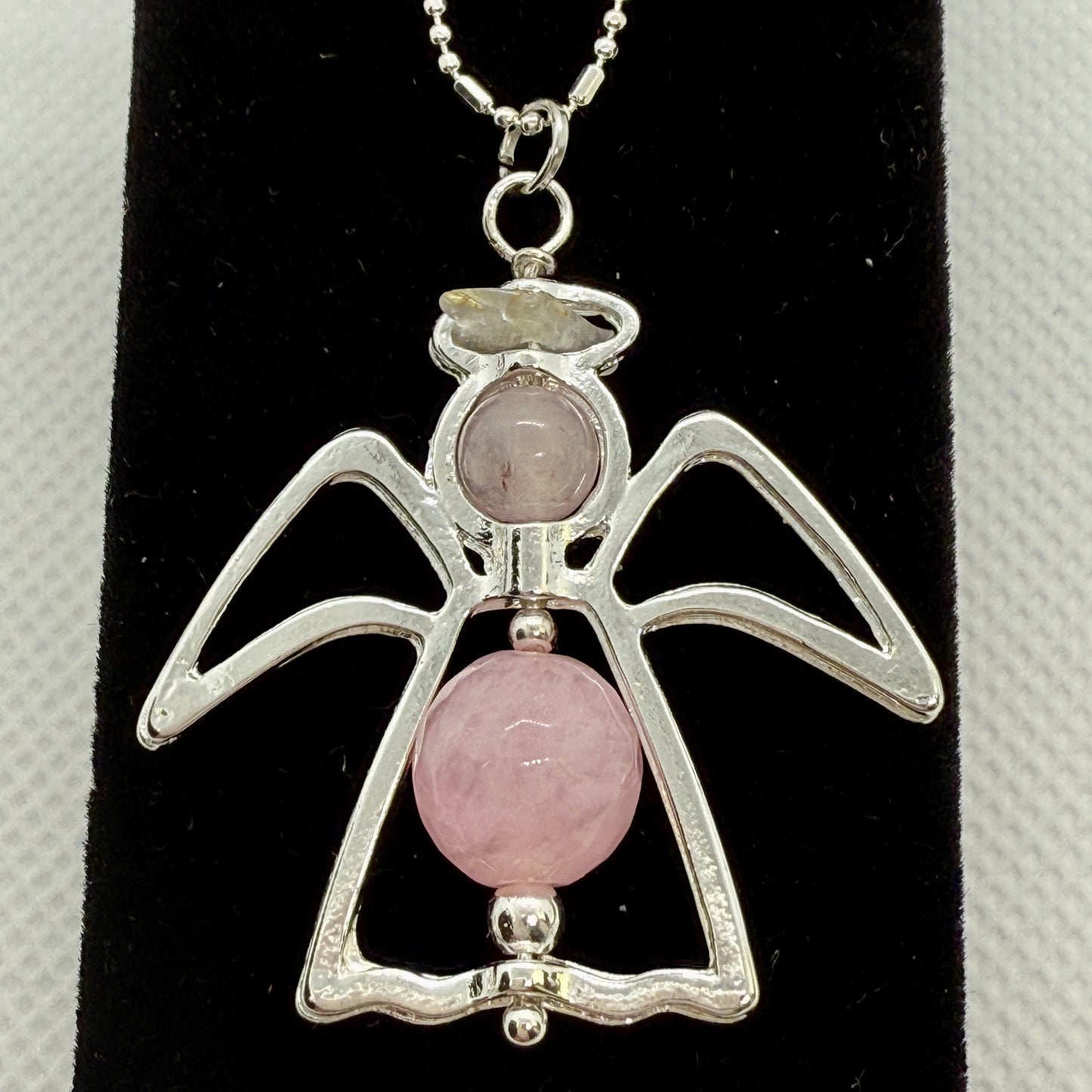 Rose Quartz Angel Pendant