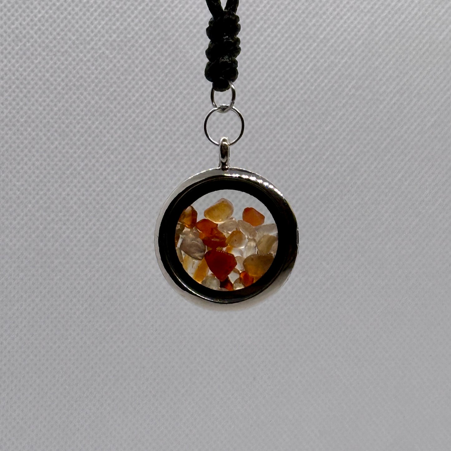 Carnelian Chip Locket Pendant Necklace