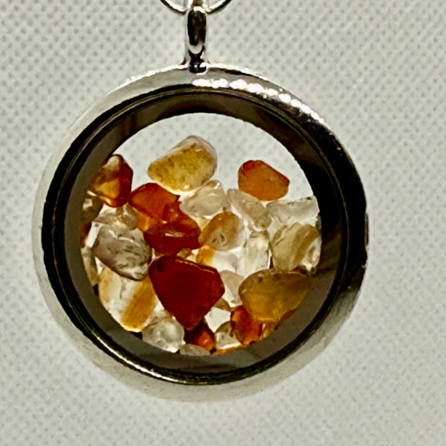 Carnelian Chip Locket Pendant Necklace