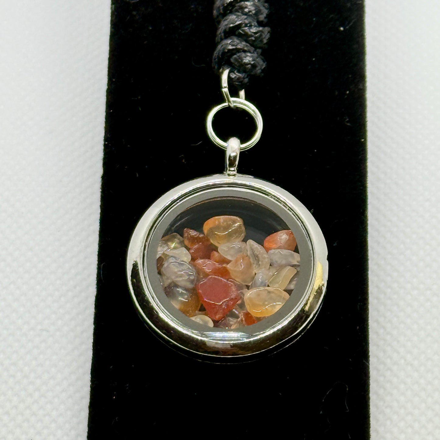 Carnelian Chip Locket Pendant Necklace