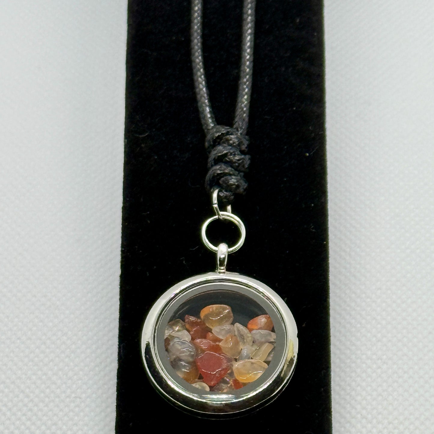 Carnelian Chip Locket Pendant Necklace