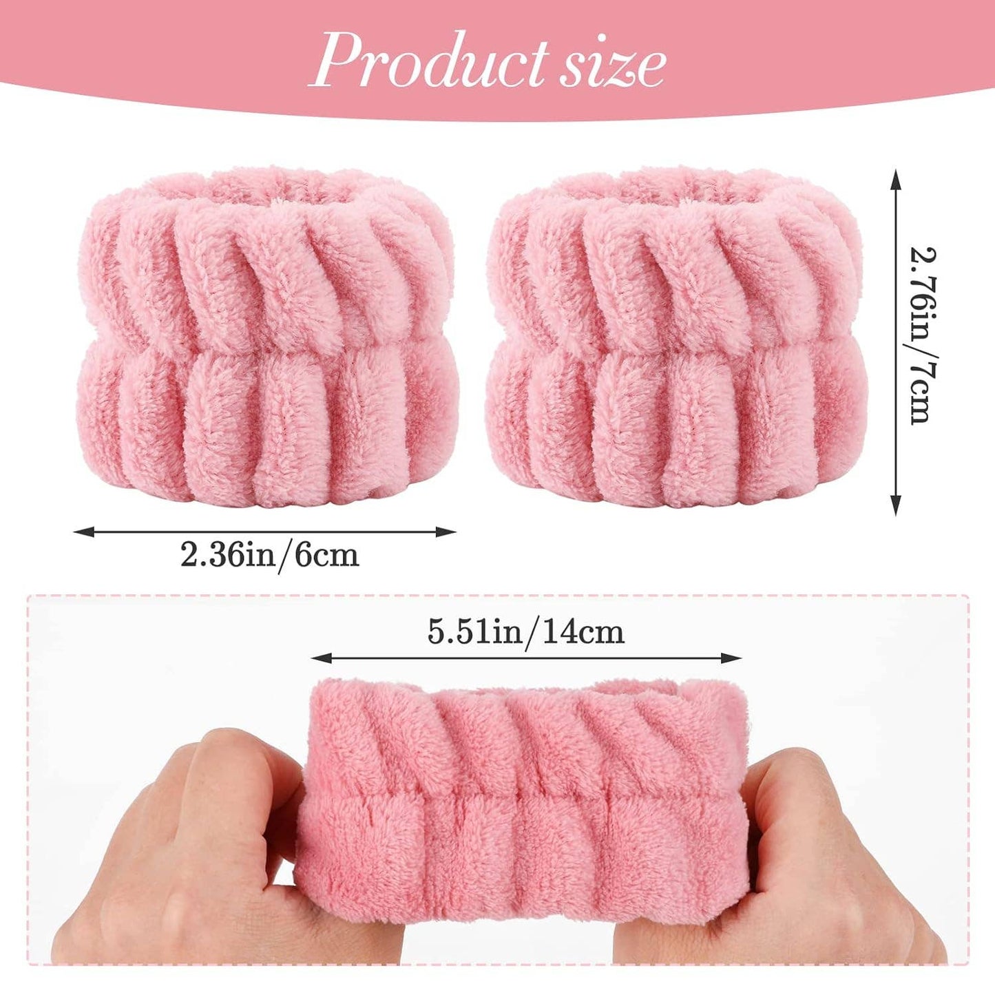 Soft Plush Washable Wristbands for Skincare Routine: White