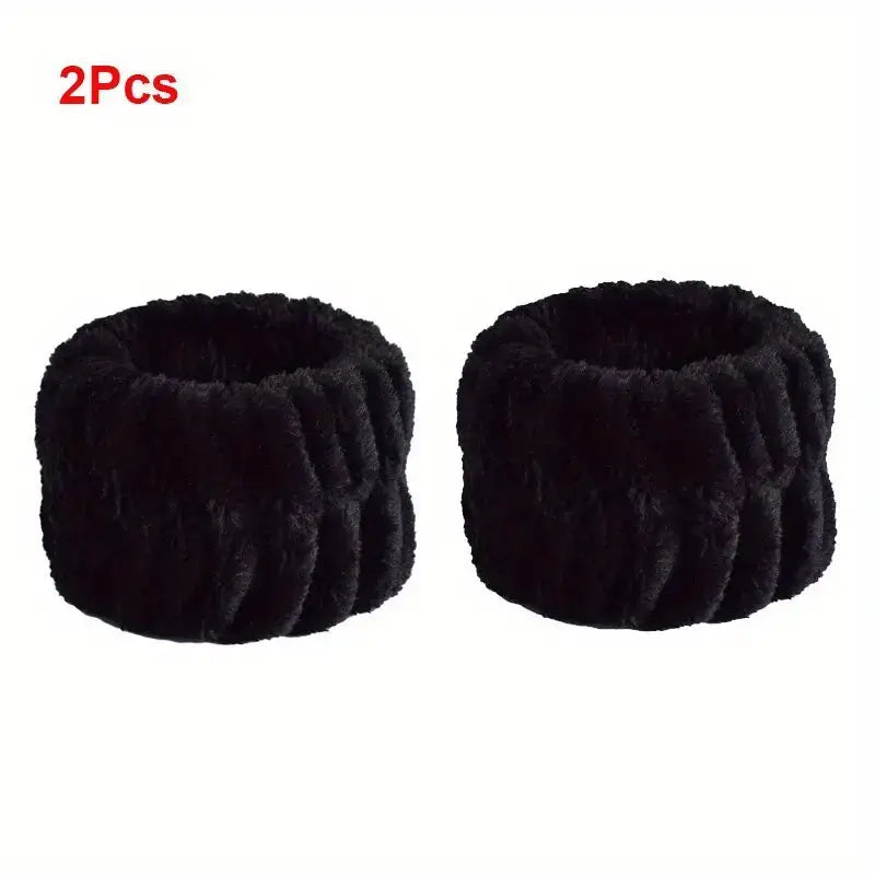 Soft Plush Washable Wristbands for Skincare Routine: White