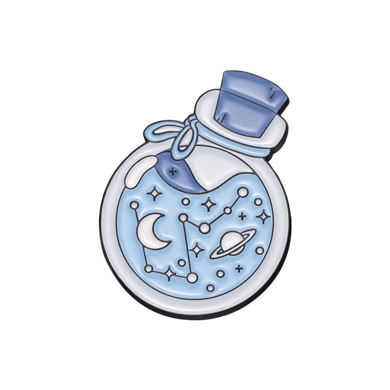 Whimsical Potion & Planet Enamel Pin: Blue