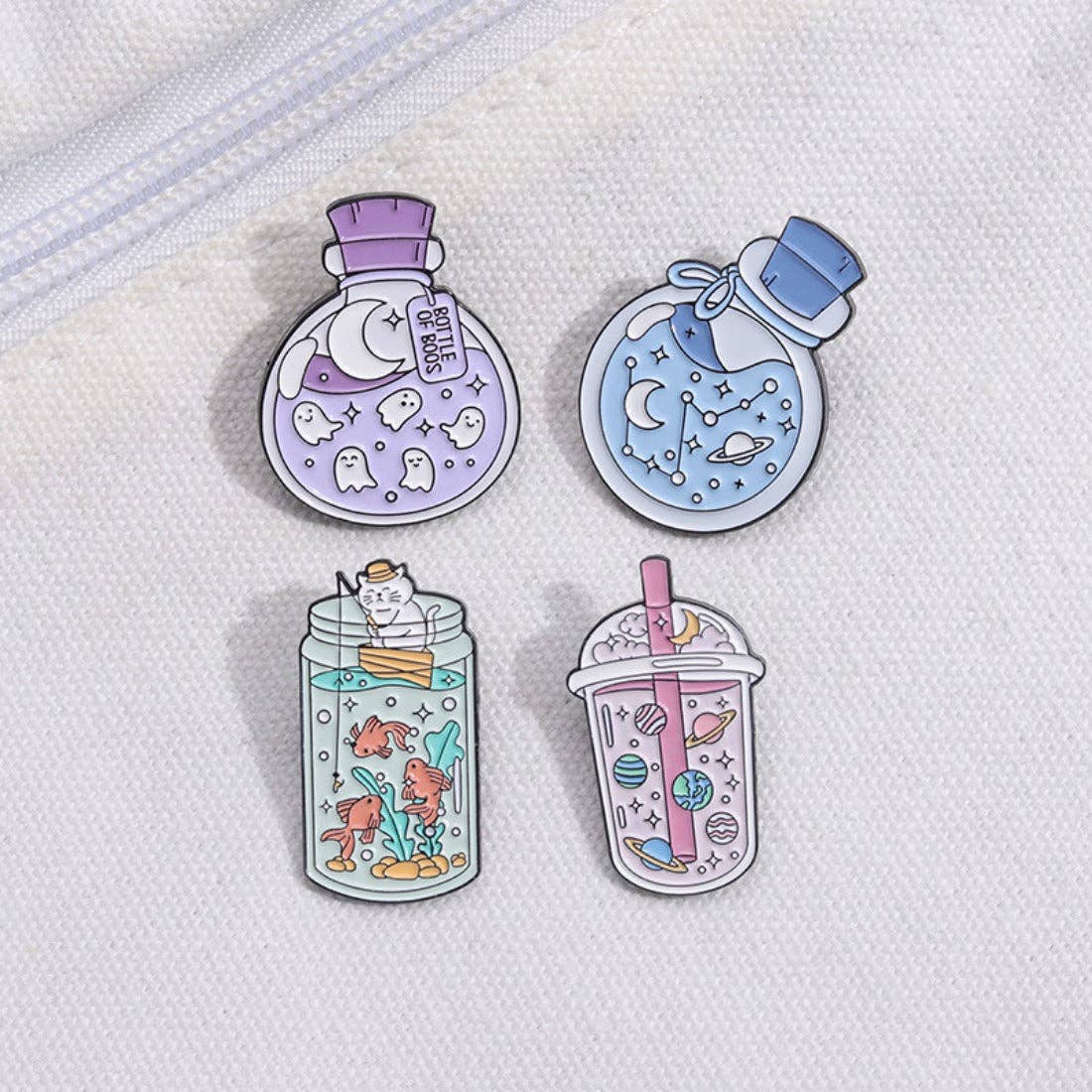 Whimsical Potion & Planet Enamel Pin: Green