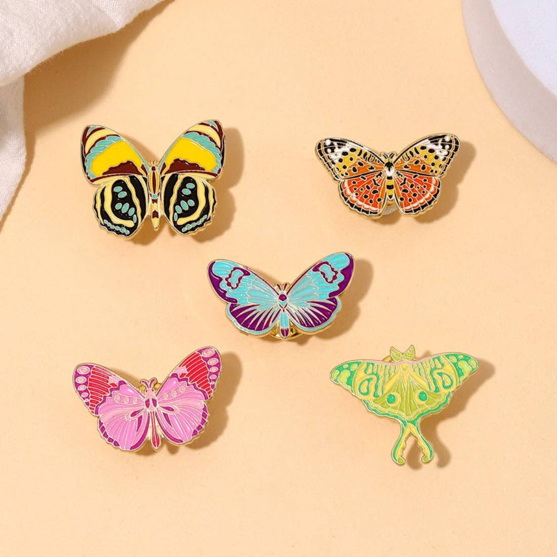 Vibrant Butterfly Enamel Pins: Pink