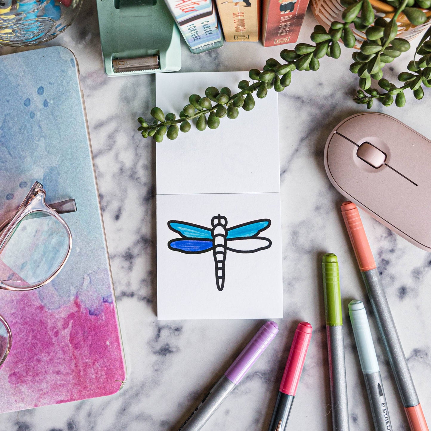 Coloring Book for Adults - Mini 3x3: 50 Pages Birds Bugs and Botany