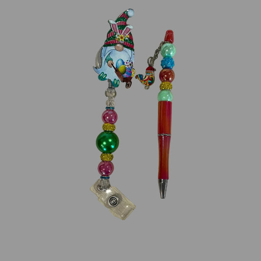 Badge Reel & Pen Combination - Easter Gnome